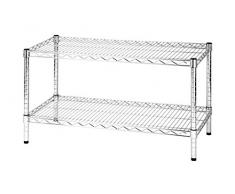 ARCHIMEDE Sistema Componibile Scaffale Due Ripiani, Metallo, Cromato, 91.00x46.00x50.00 cm