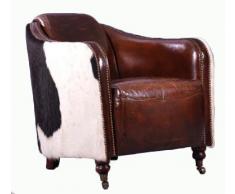 Dallas - Poltrona vintage in vera pelle, stile vintage, colore: marrone scuro