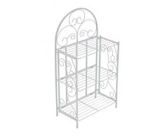 CLP Scaffale in Ferro Rosa in Stile Rustico - Scaffale a Muro Decorativo Stile Shabby Chic - Étagère con 3 Mensole Grigliate - Porta Fiori e Piante in Ferro per Soggiorno o Cucina Bianco