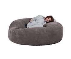 Lounge Pug, Pouf Sacco Gigante XXXL Mega Mammut, Pompon - Carbone Grigio