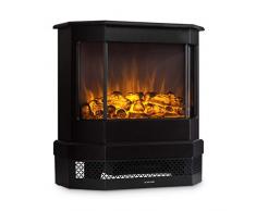 Klarstein Castillo - Camino Elettrico, Caminetto, Effetto fiamma, 2 livelli: 1000 W o 2000 W, Illuminazione alogena, Protezione contro surriscaldamento, Stanze fino a 40 m², Silenzioso, Nero