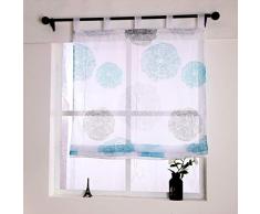 Yujiao Mao Tenda a pacchetto in voile con stampa a cerchi, in voile, con passanti, tenda trasparente, blu, larghezza x altezza 80 x 150 cm