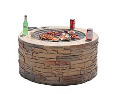 H-BEI Camino da Esterno in Pietra Imitazione Barbecue Grill Cortile Patio Giardino Camino per Campeggio, Riscaldamento Esterno, fal貌 e Picnic