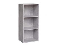 AntonaShop Libreria Colorata Componibile Modulare Legno MDF Laminato Mobile Scaffale (Cemento)