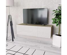 GOTOTOP - Mobile TV da parete con cassetto, stile moderno, per TV basso, da appendere, 120 x 40 x 34 cm