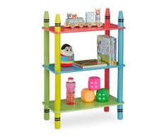 Relaxdays Scaffale per la Cameretta dei Bambini, Libreria, 3 Scomparti, MDF e Legno, HLP 69,5x48x24 cm, Colori Vivaci, ingegnerizzato, 1 pz