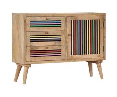 vidaXL Legno Massello Mango Credenza Armadietto con Cassetti e Ante Mobiletto Decorativo Dispositivi Multimediali 100x30x75 cm