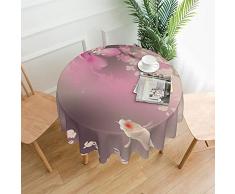 Tovaglia rotonda in poliestere lavabile con fiori di ciliegio rosa, ideale per tavoli da buffet, feste, cene di vacanza. - 152 cm