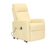 SIME POLTRONE Poltrona Relax alzapersona elettrica, micromolle, No Montaggio, Poltrona reclinabile Anziani Sicurezza CE Medicale DETRAIBILE 19% - Lara-1M-ECBEI Crema Ecopelle