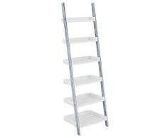 CLP Scala Shabby Chic Skylar in Legno I Scaffale A Scala da Parete 6X Ripiani di Appoggio I Scaletta Decorativa A Muro, Colore:Bianco/Grigio