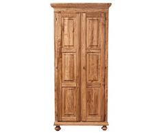 Biscottini Armadio Country in legno massello di tiglio finitura naturale 100x50x210 cm