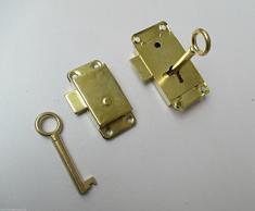 FERRAMENTA MONDO VINTAGE RETRO STILE ANTICO OTTONE ARMADIO LUCCHETTO -armadio Cassettiera Fermo Porta - 63mm/2.5 LARGE LOCK + kEY