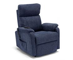 REDÒKASA Denver poltrona relax alzapersona elettrica 2 motori con pediera estensibile e braccioli removibili. (Blu)