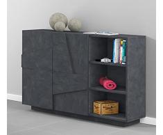 Dmora Mobile da Ingresso, Made in Italy, Supporto per TV, Entratina Moderna, Credenza per atrio, cm 121x38h86, Colore Grigio Ardesia, GrigioCenere