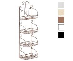 CLP Scaffale Pensile Marta in Metallo - Scaffale in Ferro per Cucina 4 Ripiani - Étagère Espositore da Cucina Shabby Chic - ca.115 x 30 x 20 cm - Scaffale Salvaspazio per Angolo Marrone Antico