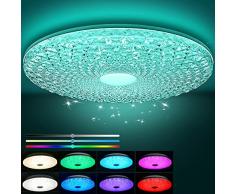 Plafoniera Led Soffitto Dimmerabile 30W, Plafoniere Moderne Crystyal RGB con Telecomando, Luminosità e Temperatura Colore Regolabili, 8 Luci, Plafoniera per Corridoio Cucina Camera da Letto