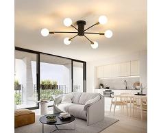 Comely Lampadario Vintage, Lampada da Soffitto Industriale retrò 75cm, 6-Luci E27 Plafoniera Moderno per Camera da Letto, Soggiorno, Cucina, Sala da Pranzo