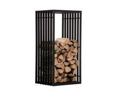 CLP Portalegna Irving in Robusto Metallo Nero Opaco I Scaffale per Legna da Ardere per Interno I Mobili per La Legna, Dimensione:40x50x100 cm