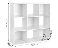 HOMFA Libreria Mobile Per Archiviazione Con Mensola in Legno, Scaffale Cubo Per Libri CD Pianti Modelli Bianco (9 Cubi)