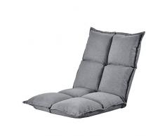 [en.casa] Sedia da Pavimento con Schienale Regolabile in 5 Posizioni Sedile da Meditazione Poltrona Bassa da Lettura Relax - Color Grigio