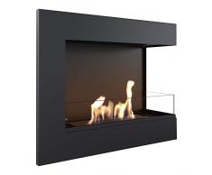 Biocamino Delta di Kratki, camino angolare, caminetto da parete da 600 x 280 mm, con vetro da 4 mm, ideale per interni aperti e moderni, con certificazione TÜV – Rheinland, aperto verso destra.