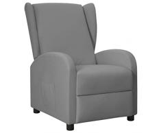 ZQQLVOO Poltrona a Orecchioni Reclinabile Grigia in Similpelle, Poltrona Imbottita, Sedia Poltroncina Relax, Poltrona da Lettura con Schienale Alto per Camera da Letto Salotto