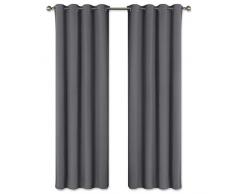 PONY DANCE Tende Oscuranti per Interni 2 Pezzi Tenda Oscurante Finestra con Occhielli Tende Moderne per Soggiorno Camera da Letto 140x240 CM Grigio