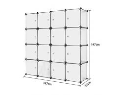 Armadio Armadietto Organizzatore Armadio Pieghevole Armadio impermeabile Armadio idrorepellente Mobiletto, abbigliamento Stoccaggio Cubo con nodo magnete giocattolo nido cubo bianco(16-cubo)