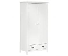 Homgoday Armadio a 2 Ante Hill Bianco 89x50x170cm in Legno di Pino, Armadietti Salvaspazio Mobiletto, Mobile Cucina Mobile Soggiorno Mobiletto Cucina Credenza Cucina Mobili Soggiorno Credenza