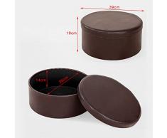 SoBuy® Pouf Contenitore, Ottomane e poggiapiedi,Panca,rotondo,FSS67-BR,IT