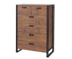 Cassettiera credenza HWC-A27 Metallo Legno MDF Rovere