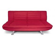 SAMIRA Divano Letto clic clac in Tessuto Rosso, Divano 3 posti MOD. Iris