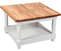 ARREDO WHITE Tavolino Fumo Bianco/Noce Naturale 70 x 45 x 70 cm