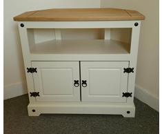 Mercers Furniture Corona-Mobile ad Angolo per TV, Legno, Colore: Panna/Pino Antico