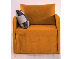 Ponti Divani - Poltrona letto COMPACT salva spazio - poltrona letto artigianale, made in italy con materasso in poliuretano espanso italiano - 200x80 - Poltrona letto singolo - Tessuto (arancione)