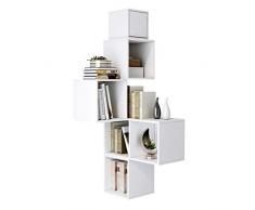 Homfa Libreria Mensola a Muro Mensole a cubo da Parete Mensola angolare,Mensola Parete Soggiorno in Design Moderno,Scaffale pensile per Studio Bianco