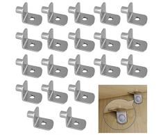 20 Pezzi Perni Per Mensole Mensola Armadio 5mm Reggimensola Pioli Vetro Supporto per Mensola Vetro Staffe A L Supporti Piatti A Forma Di Cucchiaio In Acciaio Inox per Mensole Nichelati con Foro