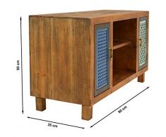 ts-ideen Mobile Porta televisore in Rovere Stile Country Shabby Due Ante ai Lati e vano Aperto Centrale