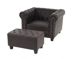 Mendler Poltrona Stile Vittoriano Chesterfield Ecopelle Marrone Piedi Rotondi