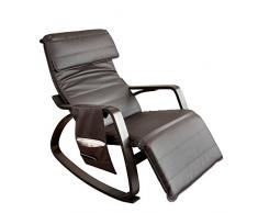 SoBuy® Anti-scivolo,poltrona a dondolo,poltrona relax,Sedia sdraio,con Organizer da appendere,marrone, FST20-BR.IT