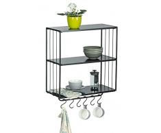 WENKO Scaffale a Muro Design Industriale, scaffale da Cucina, scaffale Moderno per Cucina, Bagno, Soggiorno o corridoio, MDF, Metallo, Look Vintage, 3 Ripiani, Gancio per Asciugamani, 50 x 23 x 50 cm