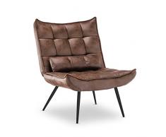 MCombo 4779-1 - Poltrona relax moderna per soggiorno, con cuscino in vita, stile retrò vintage