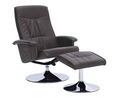 vidaXL Poltrona per TV Reclinabile Ergonomica Imbottita Moderna Relax con Poggiapiedi Arredo Casa Seggiola in Similpelle Grigia