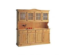 Estea Mobili - CREDENZA IN PINO BASE + ALZATA CRISTALLIERA LEGNO COLORE MIELE - NOCE - NATURALE - 261