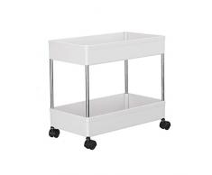 Trolley ZXD Carrelli di stoccaggio per carrelli mobili per scaffalature mobili Sottili Sottili a 2 Piani, per Cucina Bagno Lavanderia Posti Stretti