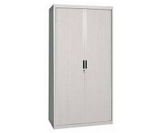 Armadio per archivio in metallo, 1 vano e 2 ante scorrevoli a serrandina, Mis. 900 L x 450 P x 1800 H mm, serratura a cilindro con chiave