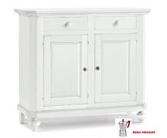 CLASSICO madia bassa Shabby Chic bianca con 2 sportelli e 2 cassetti sala 105x42x85 1384