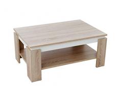 Apollo 063707 - Tavolino basso Tim, riproduzione quercia, struttura bianca, 90 x 60 cm