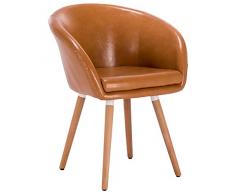 WOLTU BH73br-1 Poltroncina con Schienale Braccioli Sedia Sgabello Poltrona per Cameretta Cucina Sala d'attesa PU Gambe Legno Moderno Marrone
