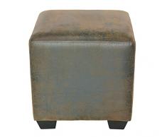 Pouf Sgabello imbottito marrone aspetto similpelle antica - 2001A/2087